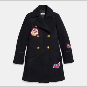 Coach Naval Officer Patch Peacoat, Size 2